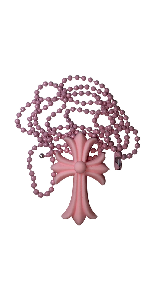 Pink cross necklace