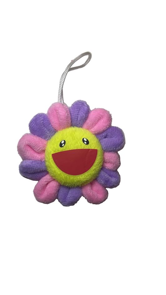 Pink and purple flower keychain